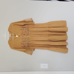 💛 NWT Bombay Paisley mustard yellow embroidered cotton dress